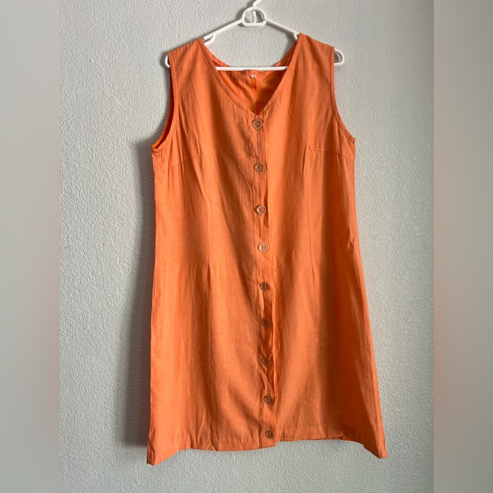Vintage Orange Sleeveless Sheath Midi Dress